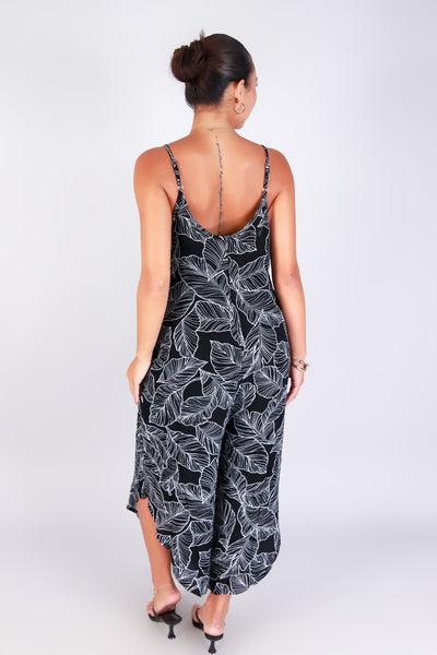 TROPICAL LEAF NO WAIST JUMPSUIT