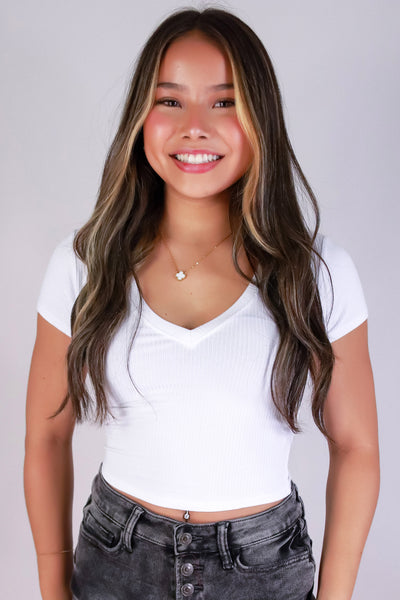 Jeans Warehouse Hawaii - S/S SOLID BASIC - NO EXCUSES CROP TOP | By SHINE IMPORTS /BOZZOLO