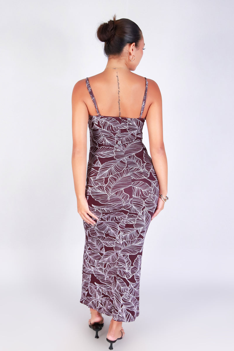 TROPICAL LEAF MERMAID MAXI DRESS
