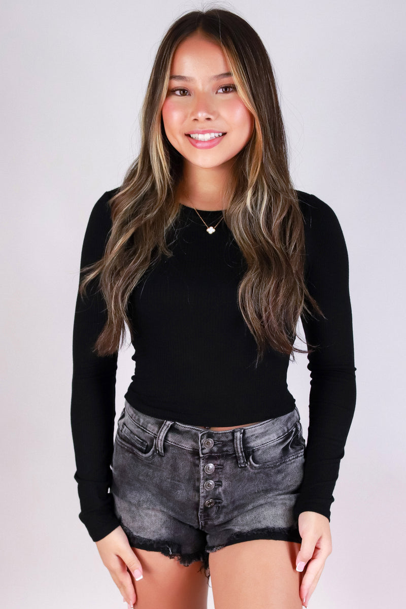 Jeans Warehouse Hawaii - L/S SOLID BASIC - NOT A PROBLEM TOP | By CRESCITA APPAREL/SHINE I