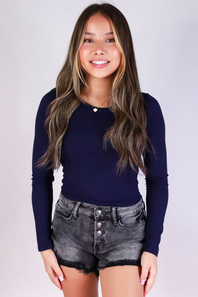 Jeans Warehouse Hawaii - L/S SOLID BASIC - NOT A PROBLEM TOP | By CRESCITA APPAREL/SHINE I
