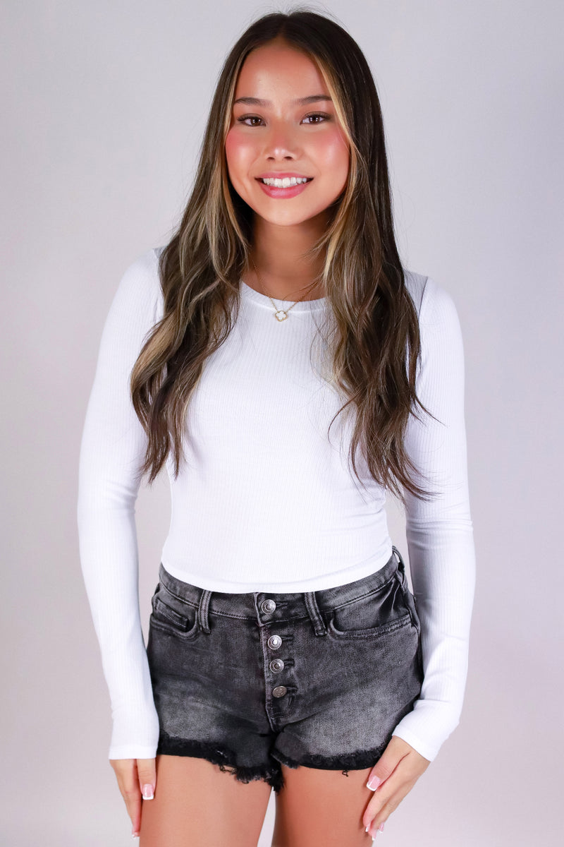 Jeans Warehouse Hawaii - L/S SOLID BASIC - NOT A PROBLEM TOP | By CRESCITA APPAREL/SHINE I