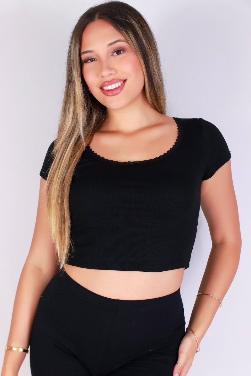 Jeans Warehouse Hawaii - SS CASUAL SOLID - SWEET TRIM TEE | By CRESCITA APPAREL/SHINE I