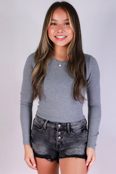 Jeans Warehouse Hawaii - L/S SOLID BASIC - NOT A PROBLEM TOP | By CRESCITA APPAREL/SHINE I