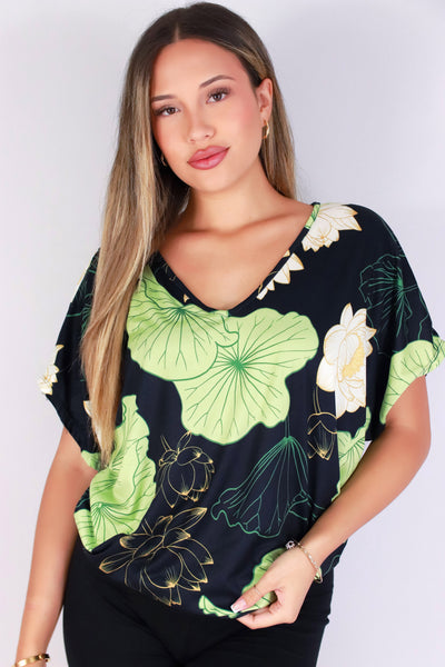 Jeans Warehouse Hawaii - SS PRINT - WATER LILY DOLMAN TOP | By LUZ