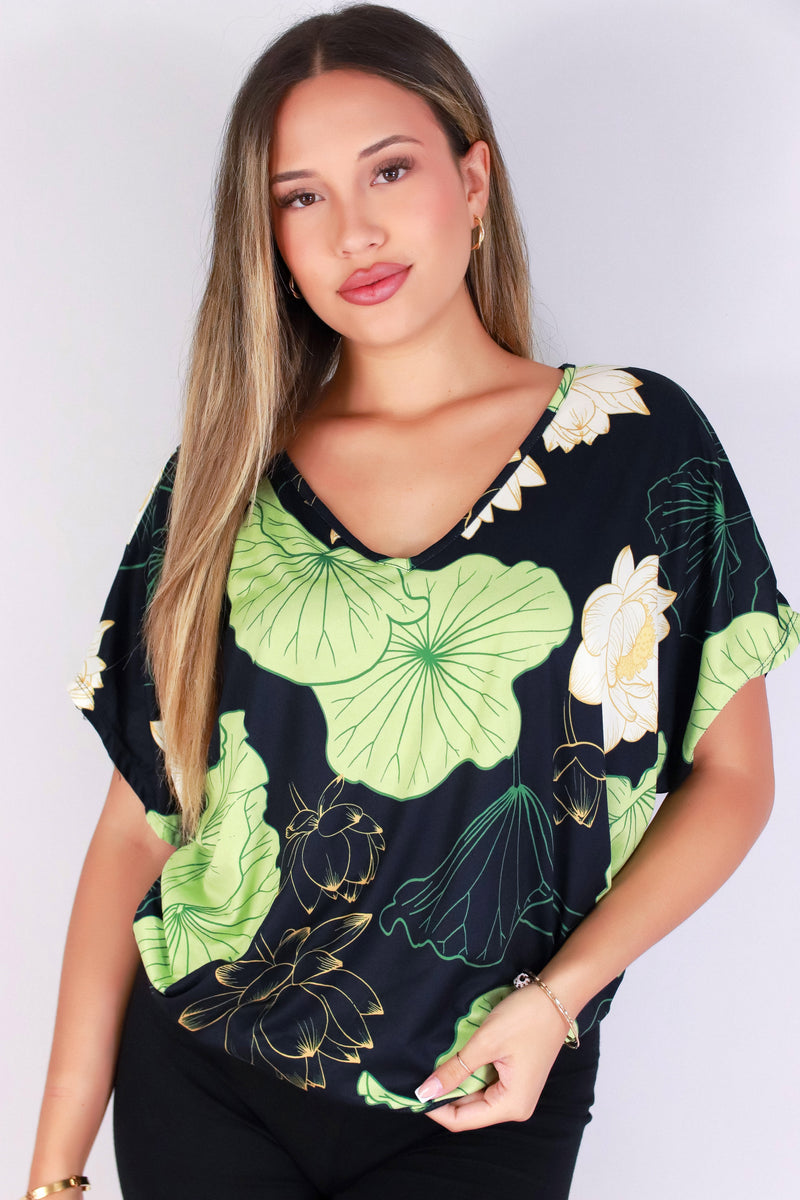 Jeans Warehouse Hawaii - SS PRINT - WATER LILY DOLMAN TOP | By LUZ