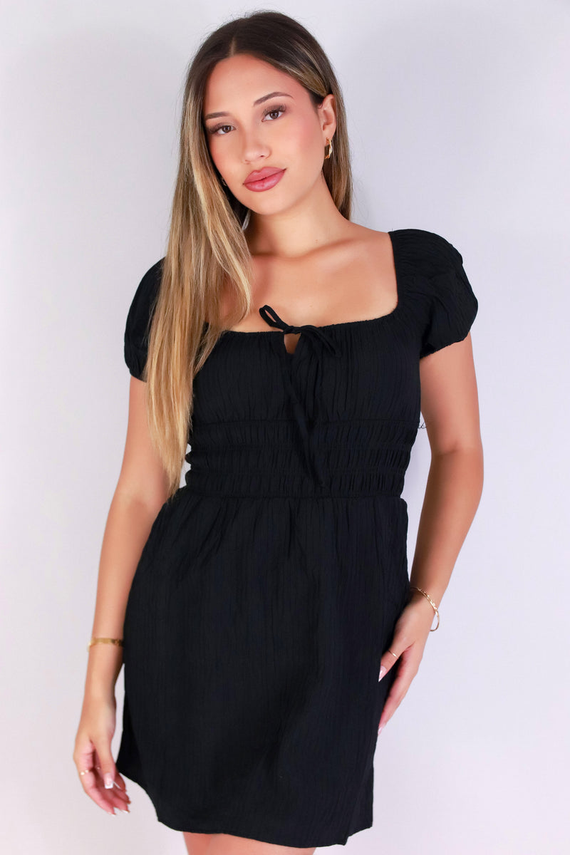 Jeans Warehouse Hawaii - SLEEVE SHORT SOLID DRESSES - SUNKISSED TIES DRESS | By POPULAR 21