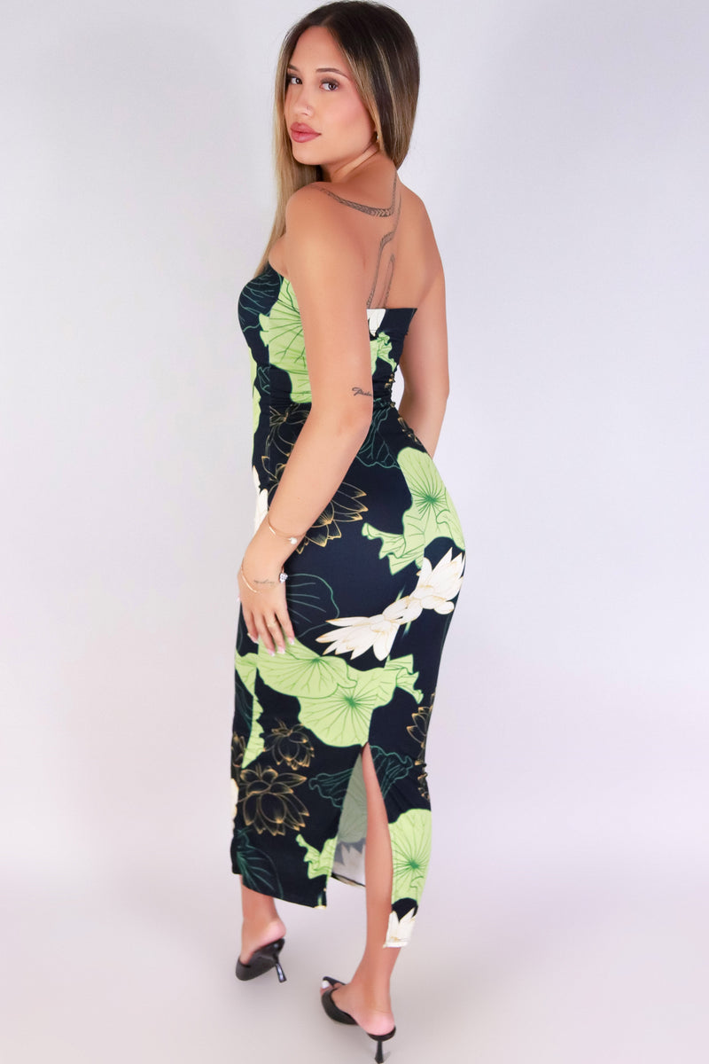 Jeans Warehouse Hawaii - TUBE LONG PRINT DRESSES - WATER LILY TUBE MAXI DRESS | By LUZ