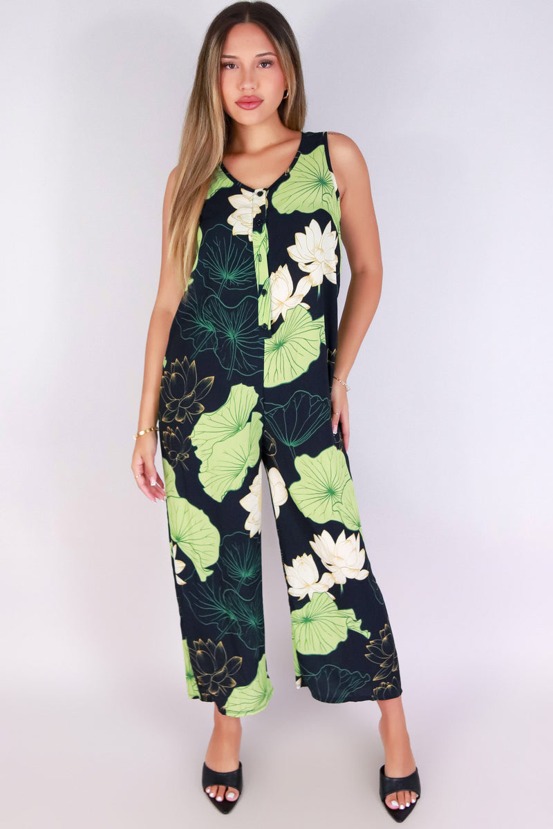 Jeans Warehouse Hawaii - PRINT CASUAL JUMPSUITS - WATER LILY NO WAIST JUMPSUIT | By LUZ