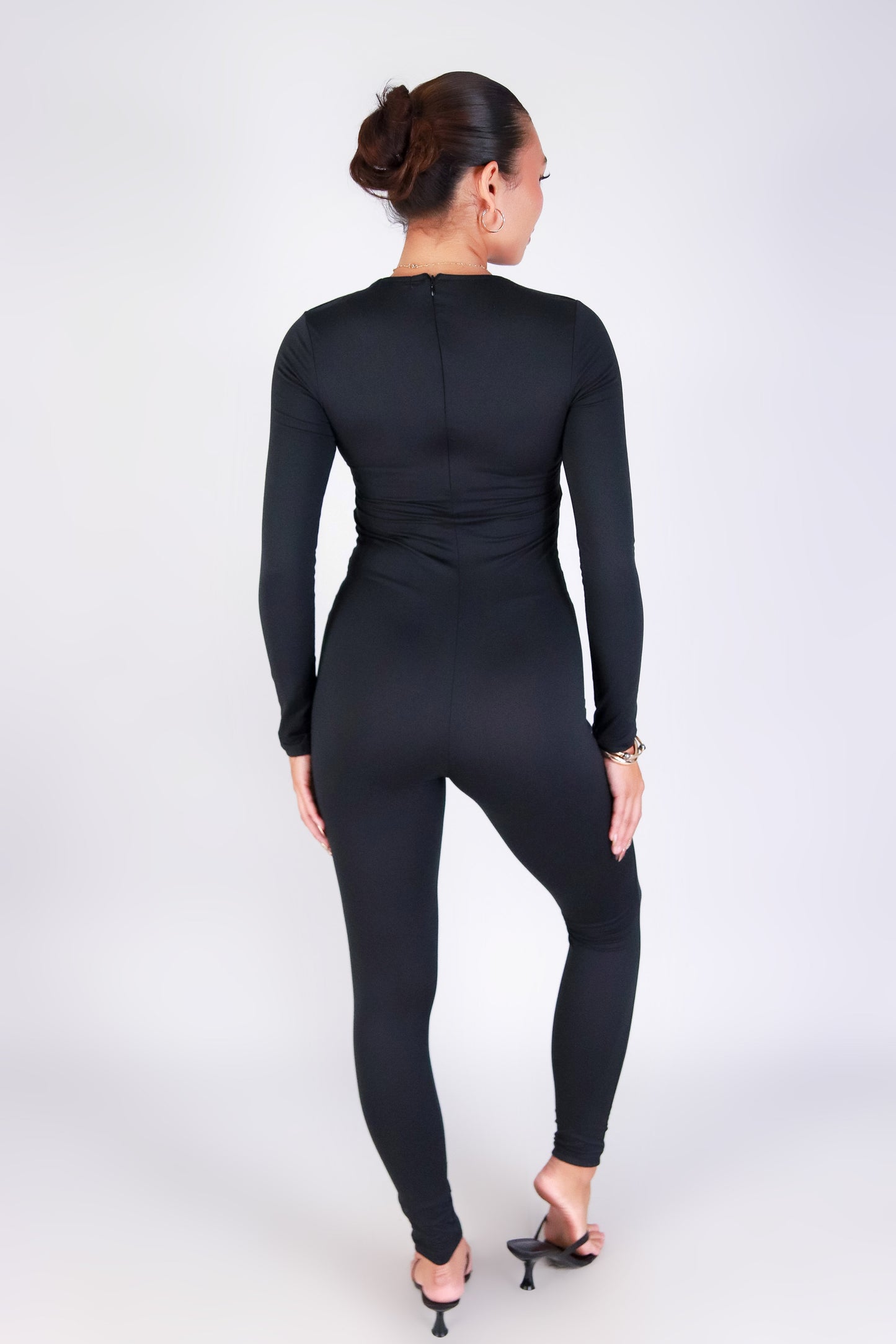BABE IN BLACK CATSUIT JUMPSUIT