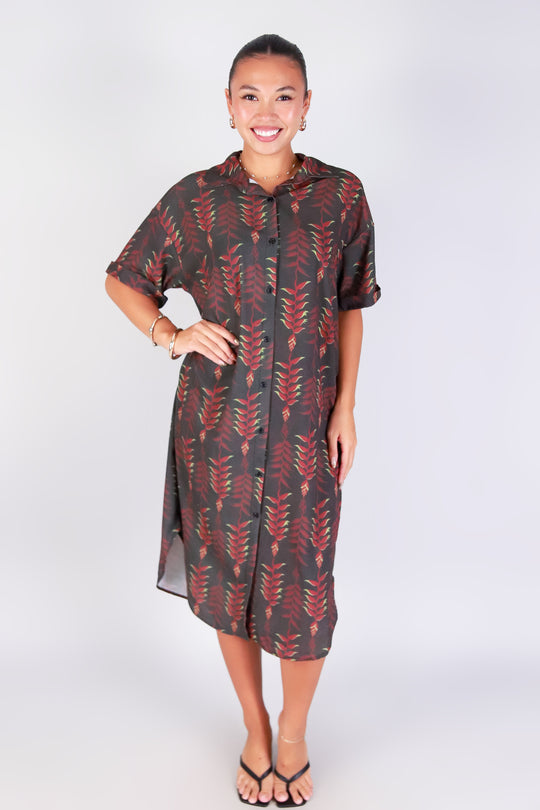 HELICONIA BUTTON DOWN DRESS