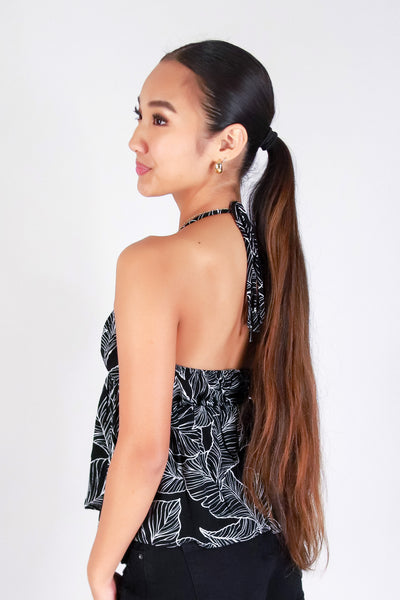 TROPICAL LEAF HALTER TOP
