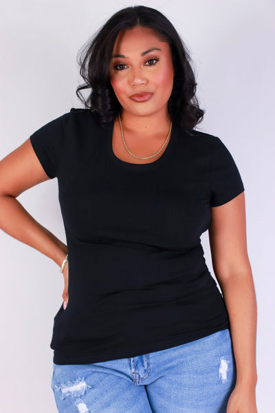 Jeans Warehouse Hawaii - PLUS BASIC SCOOP NECK TEES - GO TO CREW TEE | By ROSIO