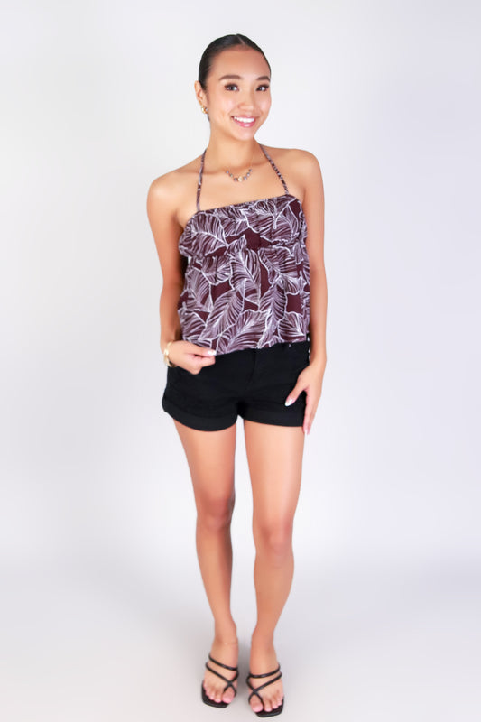 TROPICAL LEAF HALTER TOP