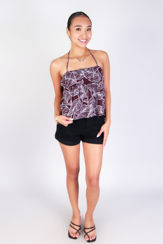 TROPICAL LEAF HALTER TOP
