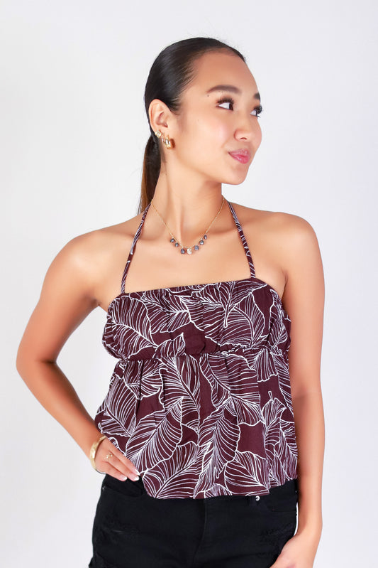 TROPICAL LEAF HALTER TOP