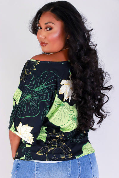 Jeans Warehouse Hawaii - PLUS PRINTED S/S - WATER LILY DOLMAN TOP | By LUZ