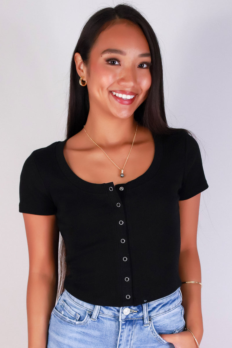 Jeans Warehouse Hawaii - SS CASUAL SOLID - JUST ONE SNAP TOP | By CRESCITA APPAREL/SHINE I