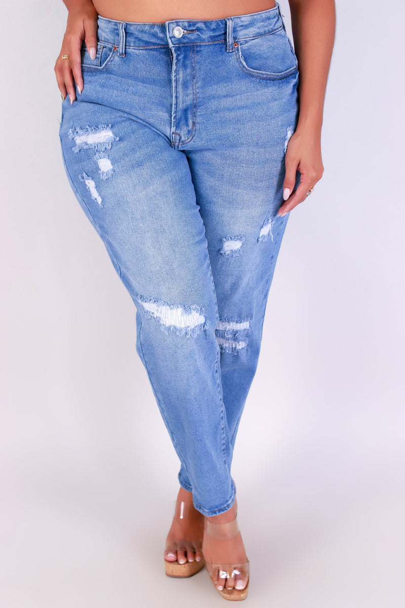 Jeans Warehouse Hawaii - PLUS Denim Jeans - BREAK IN BLUES MOM JEANS | By WAX JEAN