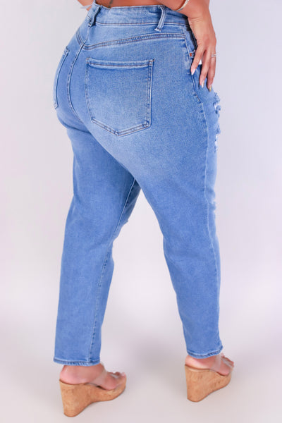 Jeans Warehouse Hawaii - PLUS Denim Jeans - BREAK IN BLUES MOM JEANS | By WAX JEAN