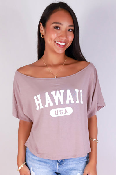 Jeans Warehouse Hawaii - S/S SCREEN - HAWAII USA OFF SHOULDER TOP | By LUZ