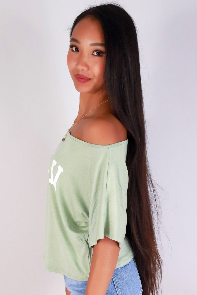 Jeans Warehouse Hawaii - S/S SCREEN - HAWAII USA OFF SHOULDER TOP | By LUZ