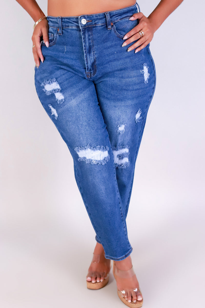 Jeans Warehouse Hawaii - PLUS Denim Jeans - BREAK IN BLUES MOM JEANS | By WAX JEAN