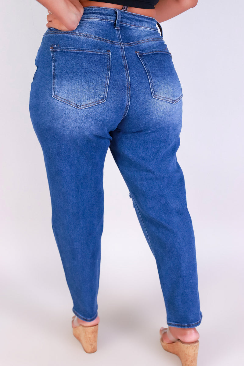 Jeans Warehouse Hawaii - PLUS Denim Jeans - BREAK IN BLUES MOM JEANS | By WAX JEAN