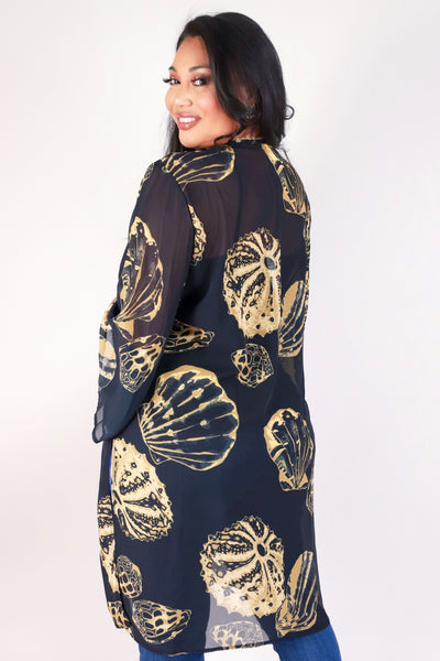Jeans Warehouse Hawaii - PLUS S/S PRINT WOVEN TOPS - SHELL CARDIGAN | By LUZ