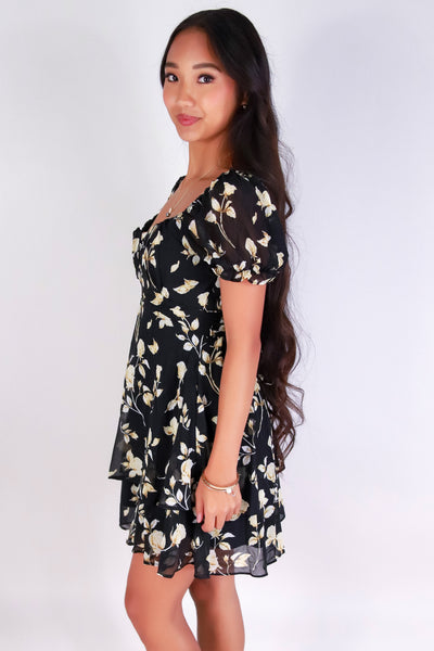 Jeans Warehouse Hawaii - SLEEVE SHORT PRINT DRESSES - TWIRL ME SOFTLY BABYDOLL DRESS | By PAPERMOON/ B_ENVIED