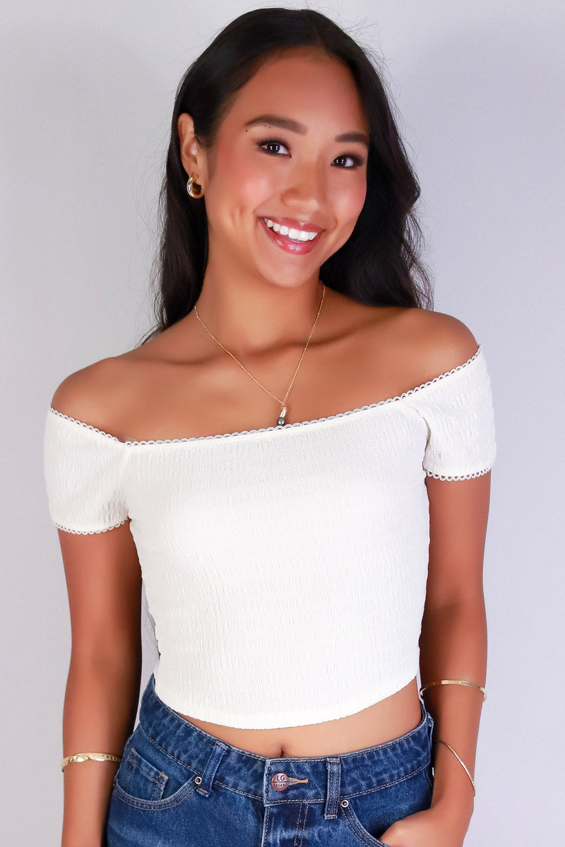 Jeans Warehouse Hawaii - SS CASUAL SOLID - TIMELESS MUSE OFF SHOULDER TOP | By CRESCITA APPAREL/SHINE I