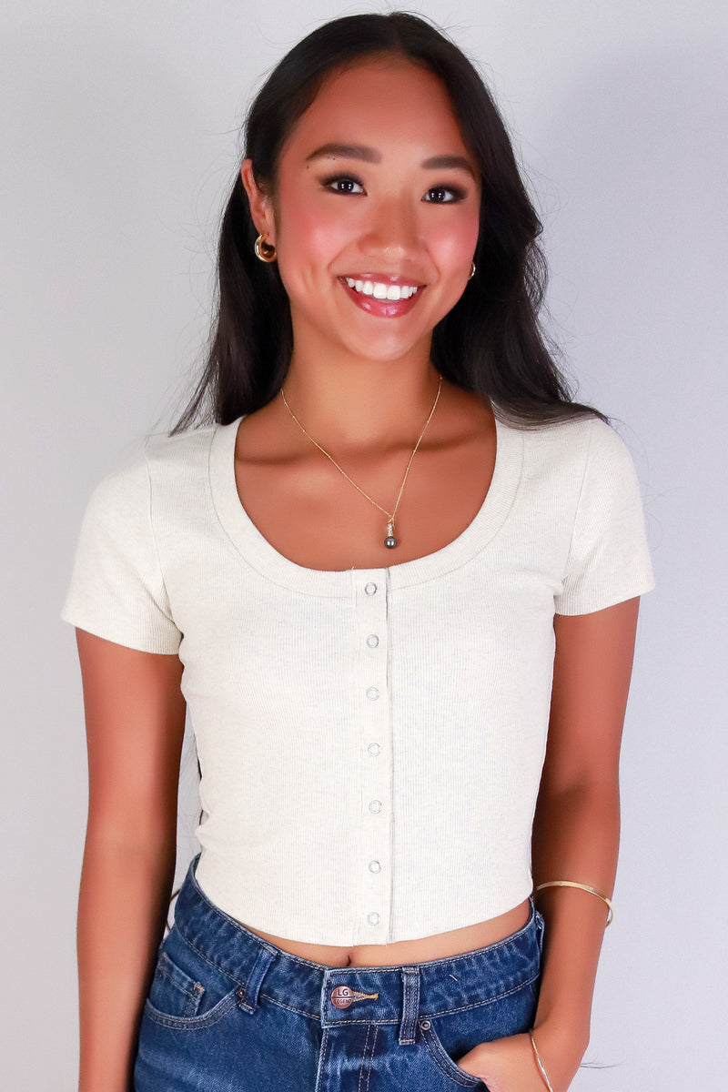 Jeans Warehouse Hawaii - SS CASUAL SOLID - JUST ONE SNAP TOP | By CRESCITA APPAREL/SHINE I