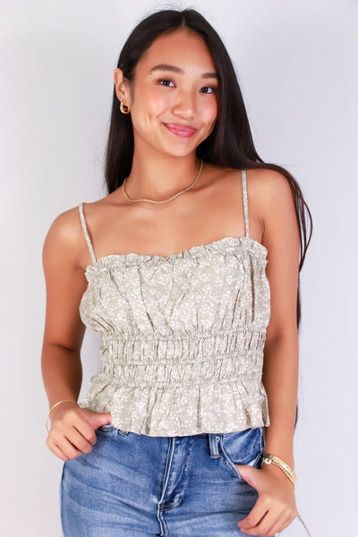 Jeans Warehouse Hawaii - TANK PRINT WOVEN CASUAL TOPS - SNATCHED PEPLUM TOP | By POPULAR 21