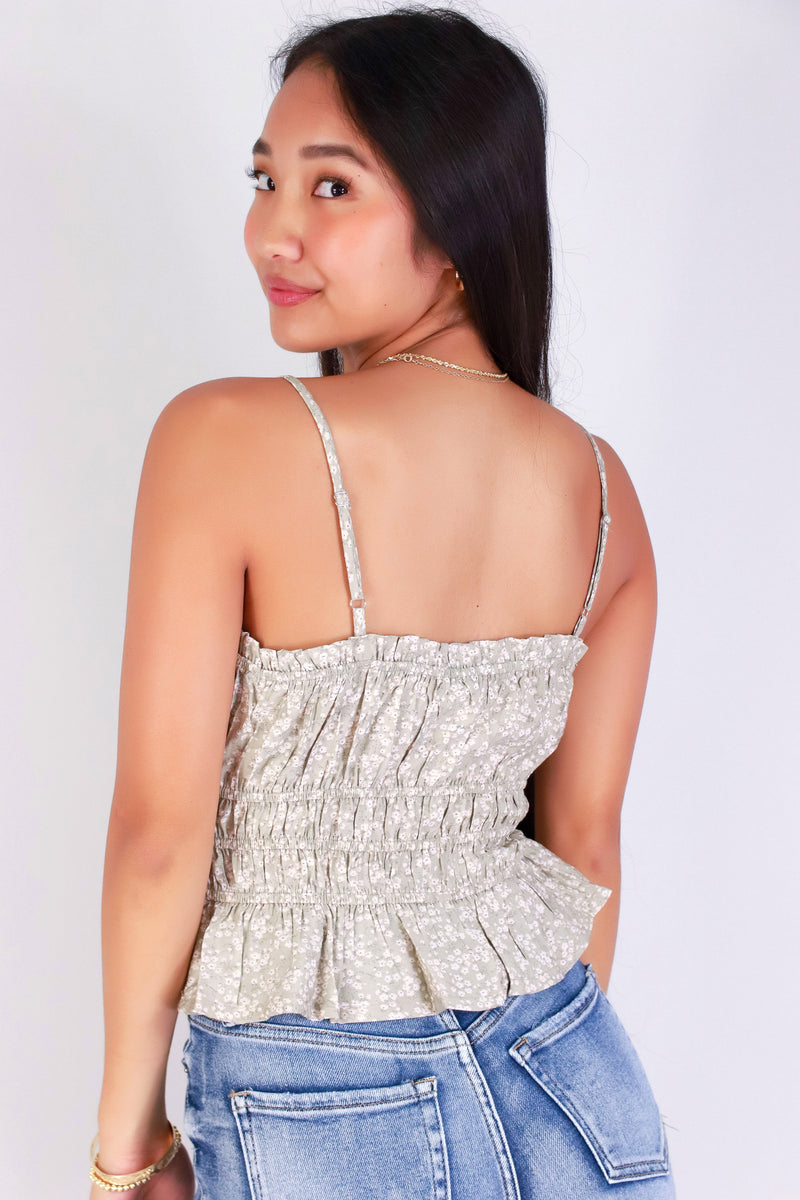 Jeans Warehouse Hawaii - TANK PRINT WOVEN CASUAL TOPS - SNATCHED PEPLUM TOP | By POPULAR 21