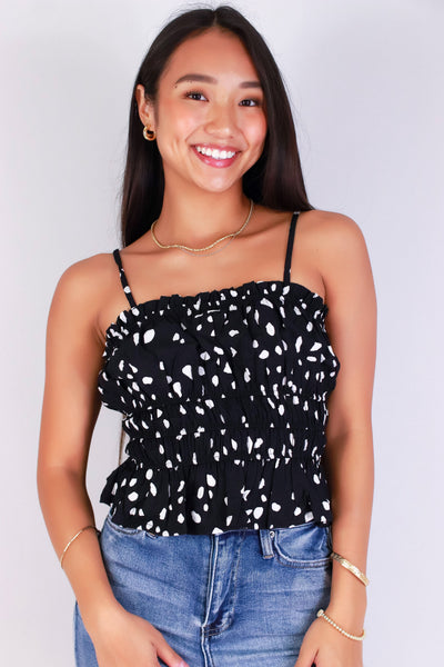 Jeans Warehouse Hawaii - TANK PRINT WOVEN CASUAL TOPS - SNATCHED PEPLUM TOP | By POPULAR 21