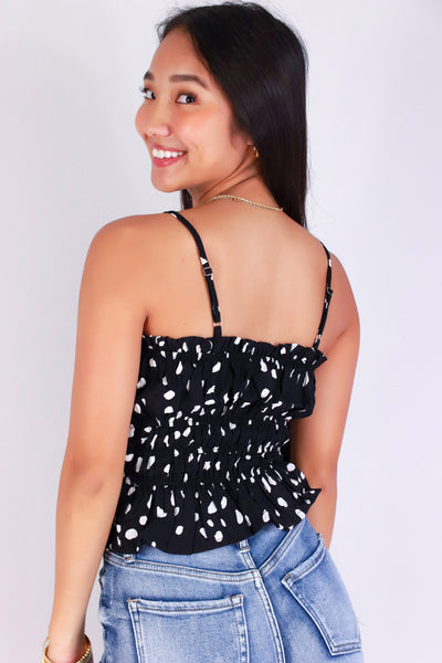 Jeans Warehouse Hawaii - TANK PRINT WOVEN CASUAL TOPS - SNATCHED PEPLUM TOP | By POPULAR 21