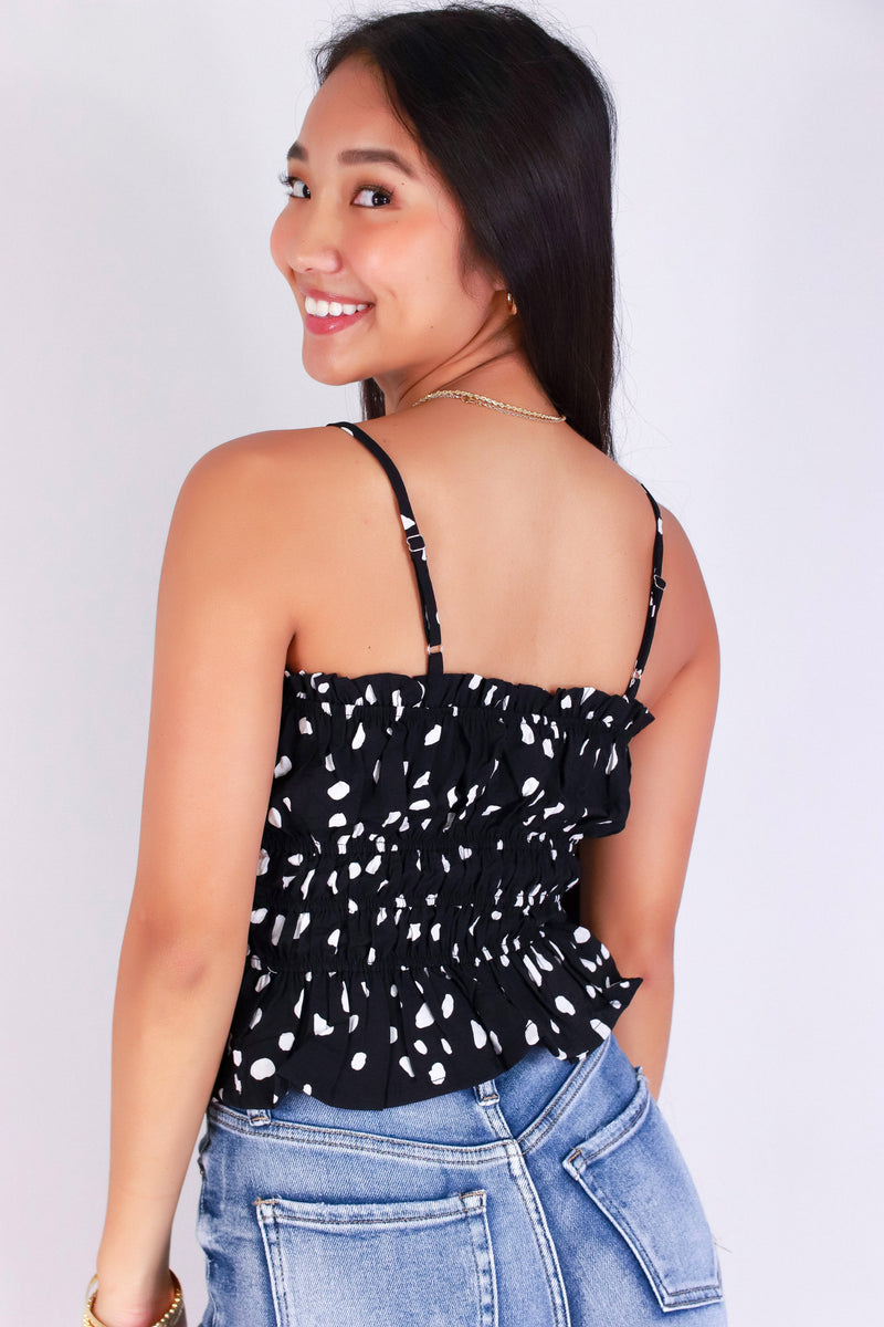Jeans Warehouse Hawaii - TANK PRINT WOVEN CASUAL TOPS - SNATCHED PEPLUM TOP | By POPULAR 21