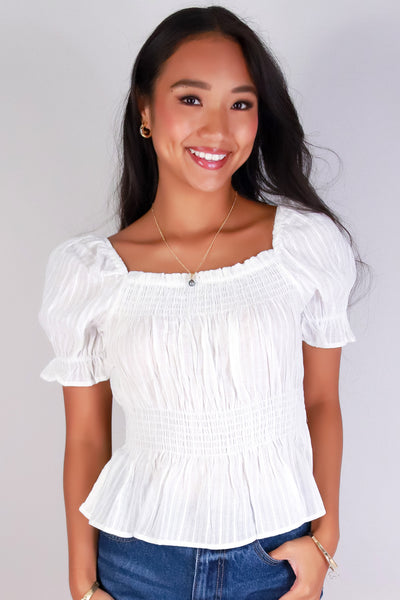 Jeans Warehouse Hawaii - S/S SOLID WOVEN CASUAL TOPS - LIGHTLY LOVELY TOP | By EVER B