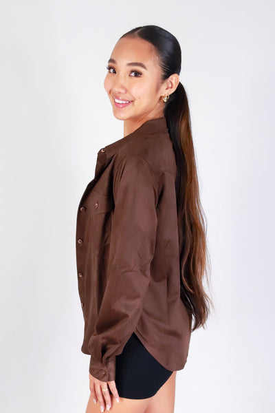 MOON DRIFT SUEDE LONG SLEEVE TOP
