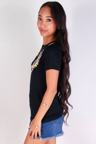 Jeans Warehouse Hawaii - S/S SCREEN - PUAKENIKENI CROWN FLOWER LEI TEE | By LUZ