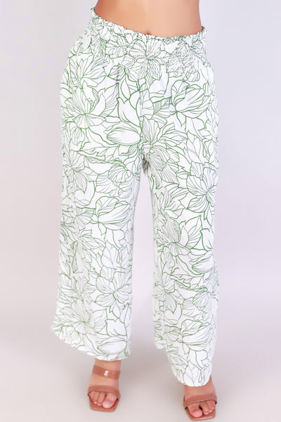 Jeans Warehouse Hawaii - PRINT WOVEN CAPRI'S - WILDFLOWER WAVES CAPRI PANTS | By PAPERMOON/ B_ENVIED
