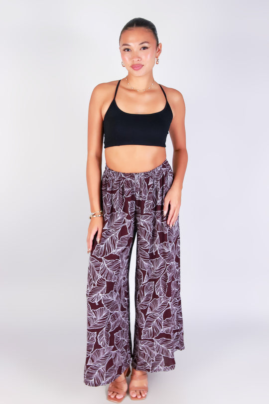TROPICAL LEAF PALAZZO PANTS