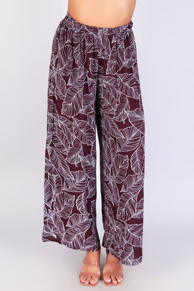 TROPICAL LEAF PALAZZO PANTS