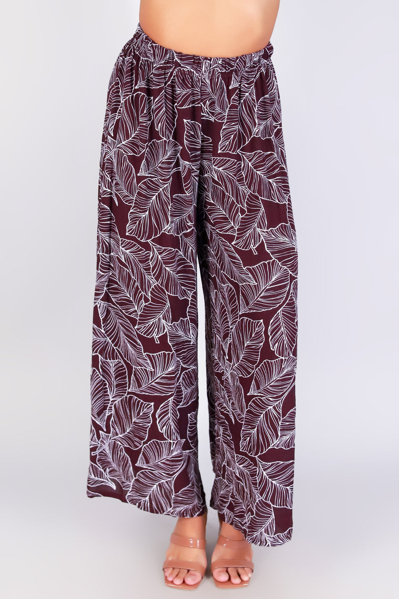 TROPICAL LEAF PALAZZO PANTS
