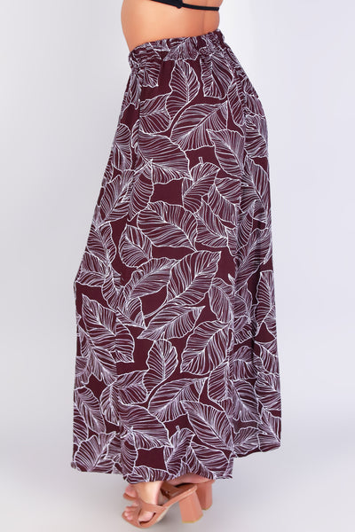 TROPICAL LEAF PALAZZO PANTS