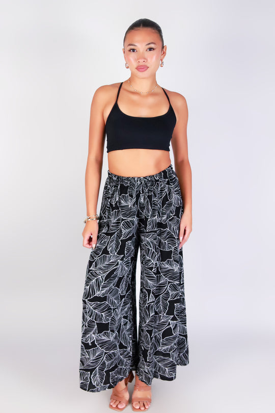 TROPICAL LEAF PALAZZO PANTS