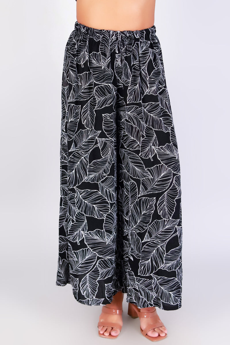 TROPICAL LEAF PALAZZO PANTS
