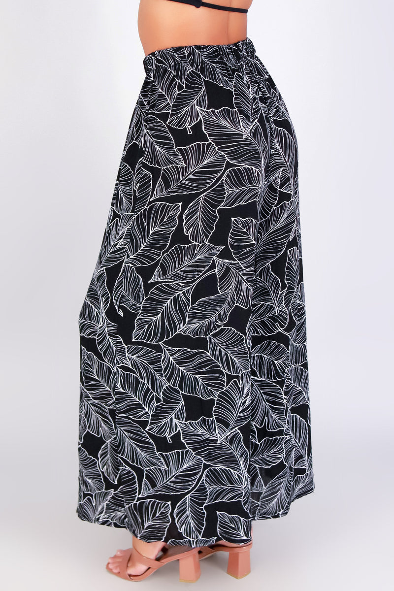 TROPICAL LEAF PALAZZO PANTS