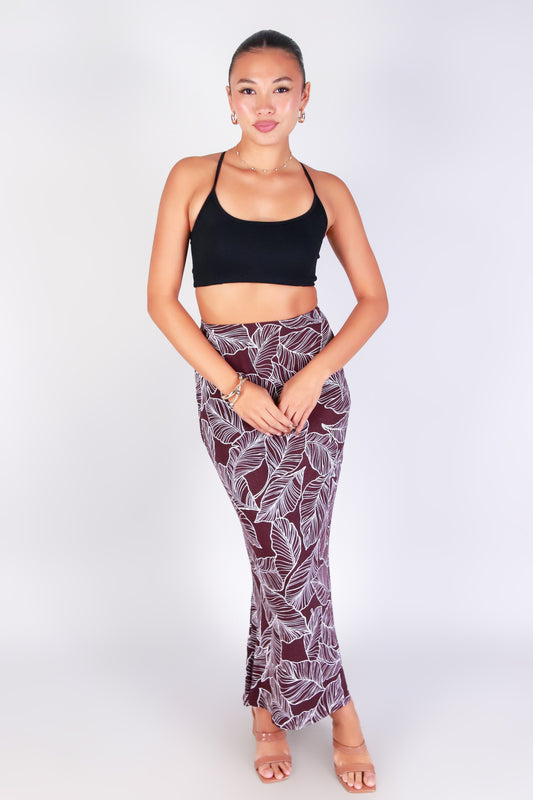 TROPICAL LEAF MIDI SKIRT