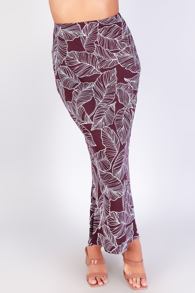 TROPICAL LEAF MIDI SKIRT
